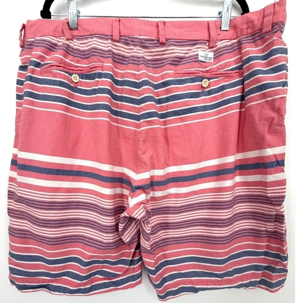 Vineyard Vines Breaker Shorts Mens 42 Pink Blue Striped Cotton Chino